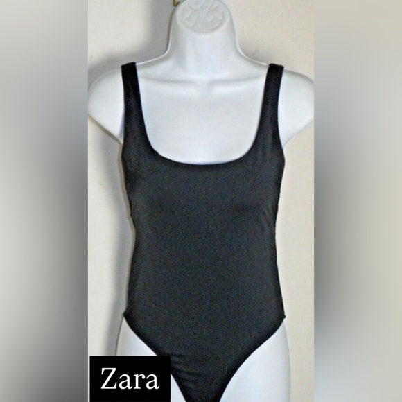 Zara Black one piece scoop neck line Regular Swimwear - Picture 1 of 8